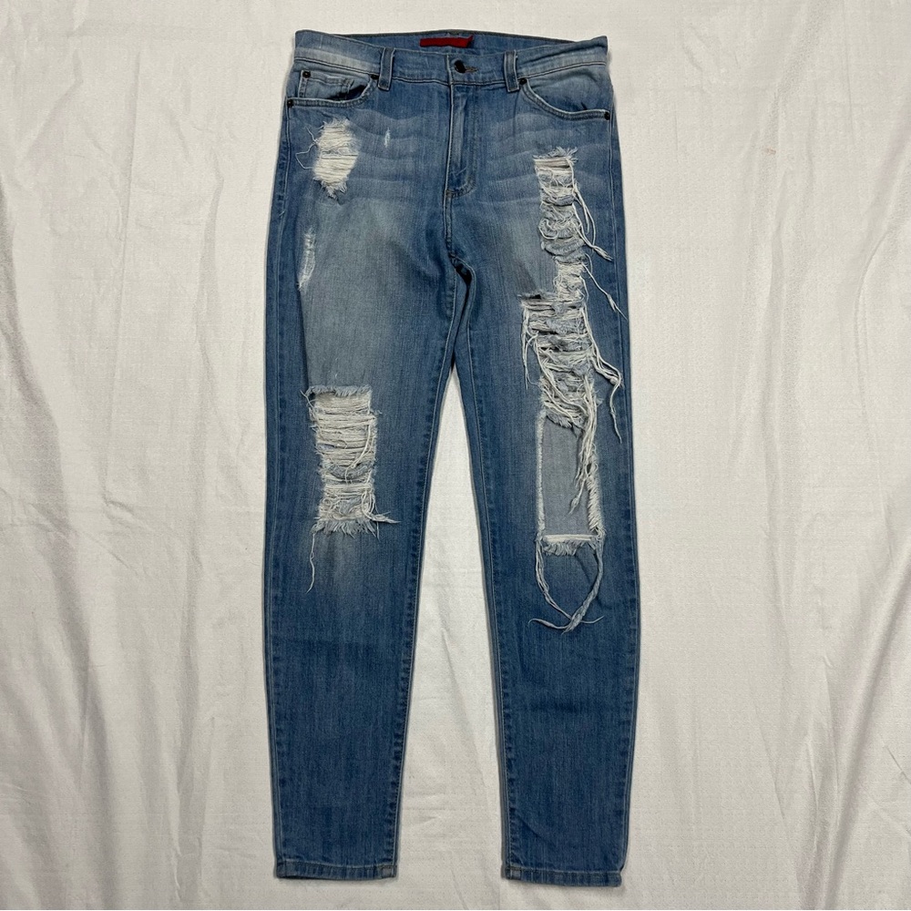 GJG denim ladies distressed straight leg jeans size 7